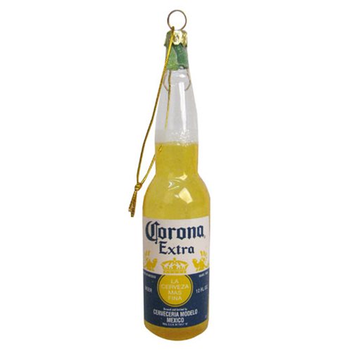Corona Bottle with Lime 5 1/4-Inch Glass Ornament